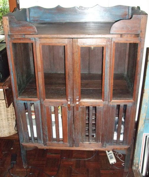 Unusual Kitchen Cabinet / Meat-Safe - Teak Wood - From Thailand .