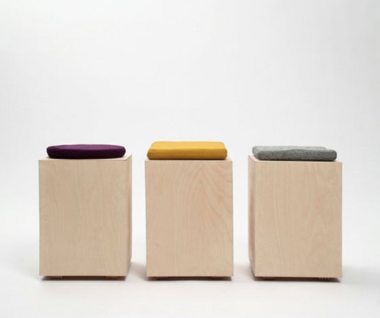 Minimalist Functional Stool Made Of A Box And A Cushion - DigsDi