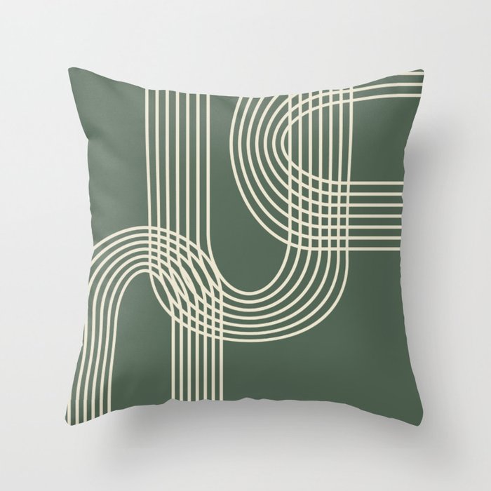 Minimalist Lines in Forest Green Throw Pillow by junejournal .