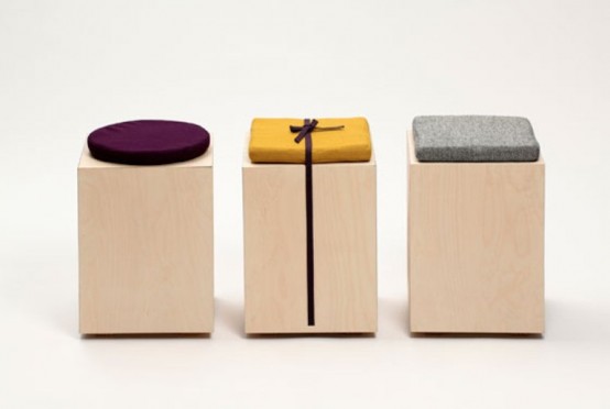 Minimalist Functional Stool Made Of A Box And A Cushion - DigsDi