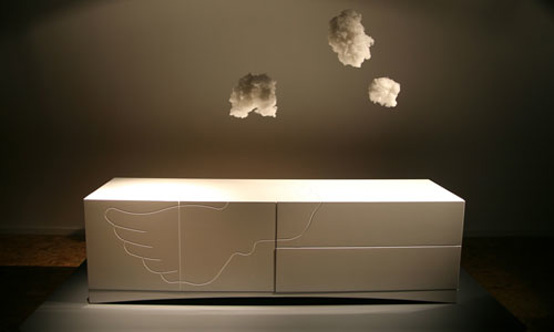 Minimalist Gloss Lacquered White Sideboard - Angel by Piurra .