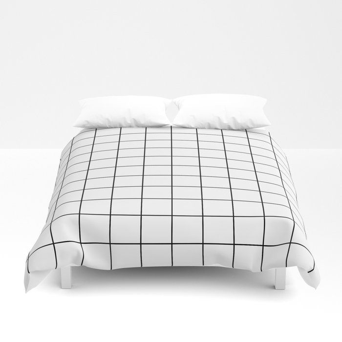 Buy Grid Stripe Lines Black and White Minimalist Geometric Duvet .