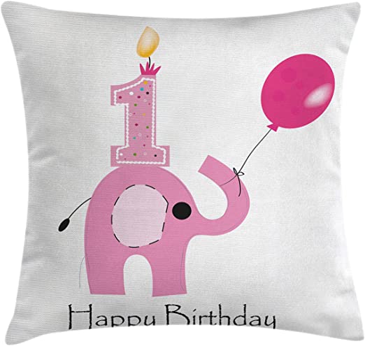 Amazon.com: Ambesonne 1st Birthday Throw Pillow Cushion Cover .