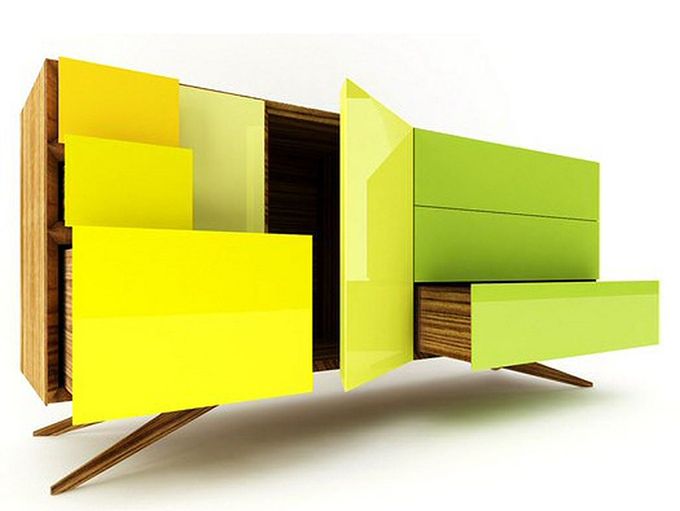 A Bright Colored Sideboard Idea For a Contemporary Home Decoration .