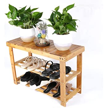 Amazon.com: Bamboo Stool Shoe wear shoe bench Cabinet Shoe Rack .