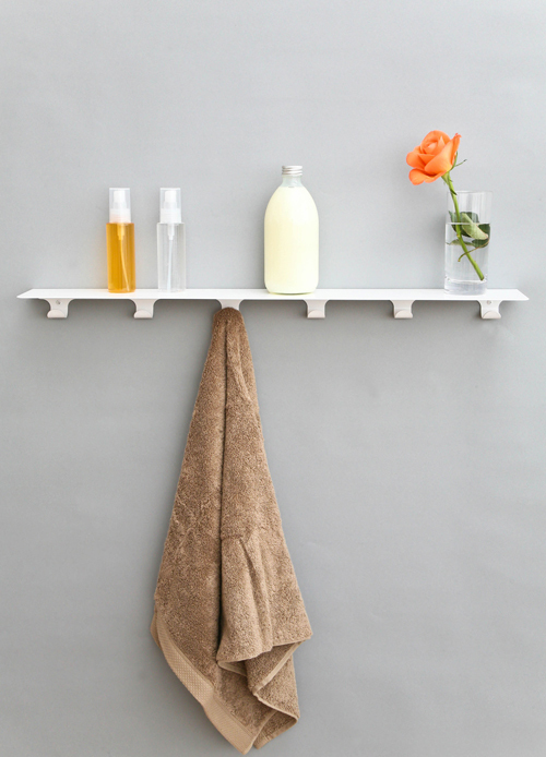 Minimalist Storage Shelf With Hooks For Kitchen Bathroom Or Hallway