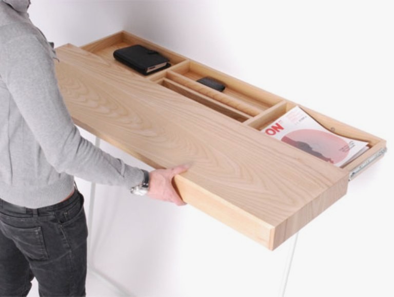 Very Simple Wall Mounted Desk with Hidden Storage – Shifty Desk .