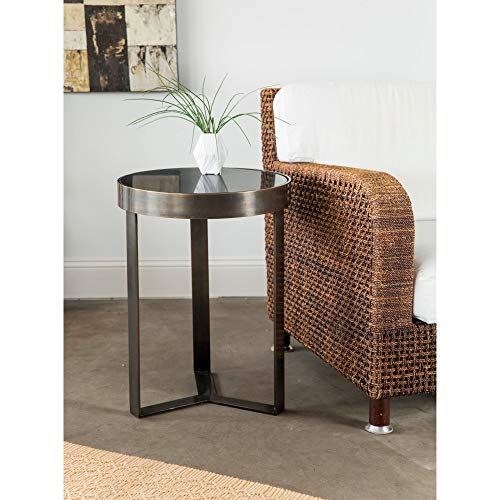 Knox & Harrison Contemporary Minimalist Metal and Stone Side Table .