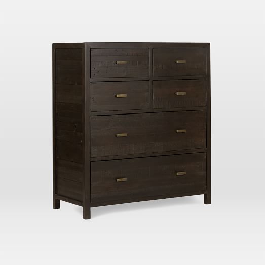 Modern Mixed Reclaimed Wood 6-Drawer Dresser - Dark Carb
