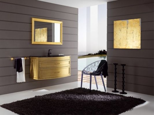 Vanity Cabinet with Large Gold Mirror for Bathroom Furniture Ideas .