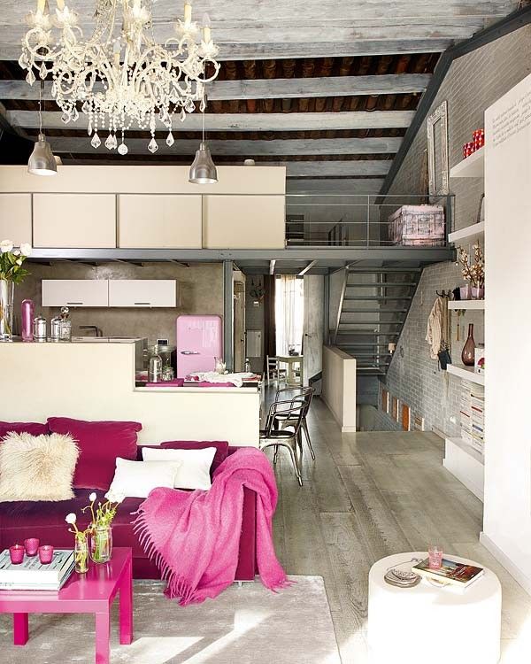 Modern And Vintage Interior Design In Shades Of Pink | Loft living .