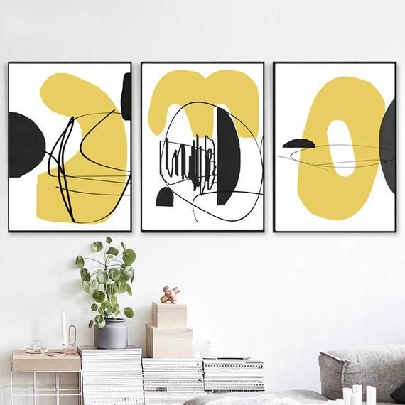 Abstract Painting Set Of 3 Wall Art Pastel Art Neutral Prints .