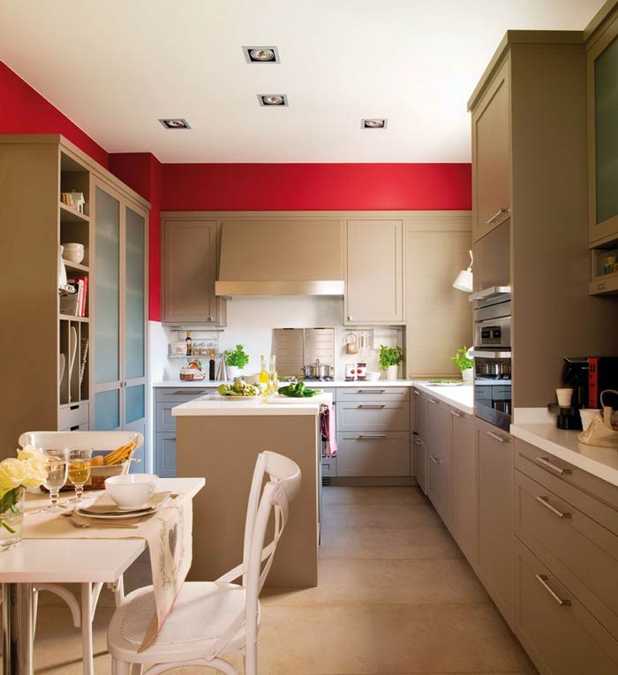 Modern Kitchen Design with Bold Red Accent Walls and Stainless .