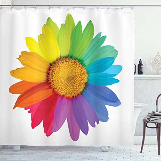 Amazon.com: Ambesonne Flower Shower Curtain, Rainbow Colored .