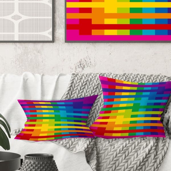 Shop Designart 'Rainbow colors simple geometric pattern.' Mid .