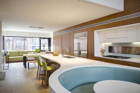 This Kitchen Island Was Combined With A Seating Area On One End in .
