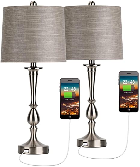 Oneach USB Table Lamp Set of 2 Modern Bedside Desk Lamp with USB .