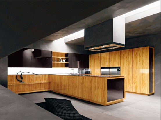 Modern Kitchen With Luxury Wooden And Marble Finishes Yara Vip by Cesar