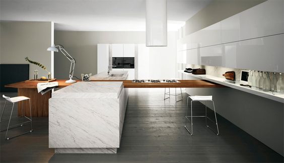 Modern Kitchen With Luxury Wooden and Marble Finishes - Yara Vip .