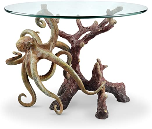 Amazon.com: SPI Octopus Glass Top Coffee Table Hand Painted Brass .