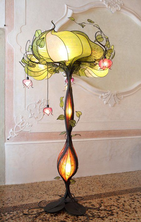 Art Nouveau inspired glass lamp. Lighting, Lamps, Wall lamps .