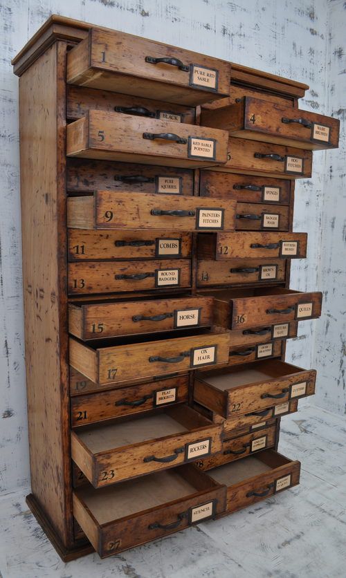 Large set of Antique Pine multi drawer chest / collectors chest .