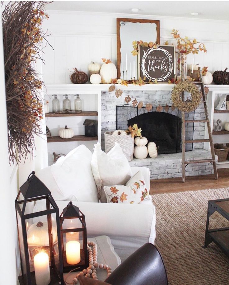 3 Must Haves for the Perfect Fall Mantle | Fall living room, Fall .