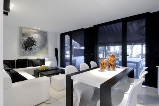 Modular Glossy Black Houses by A-Cero | Living room dining room .