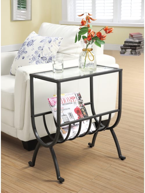 Monarch Specialties Curved Magazine Holder Accent Table .