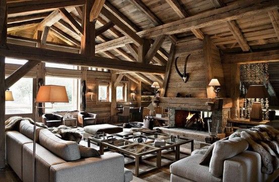 35 Natural Chalet Living Room Designs | Home, Chalet interior .