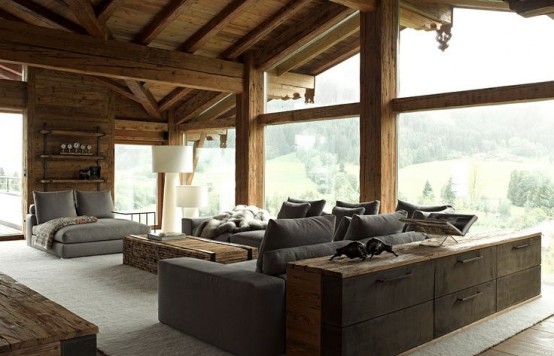 Natural Chalet Living Room Designs