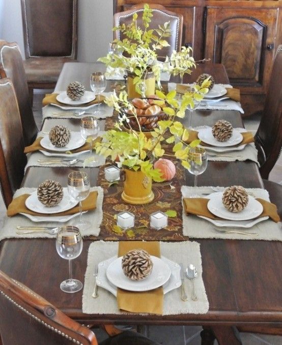 Decorating Glass Dining Table Set Natural Simple Thanksgiving .