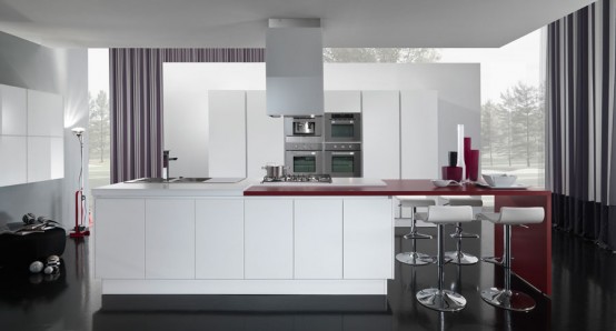 New Modern Kitchen Design with Red and White Cabinets - Ego by .