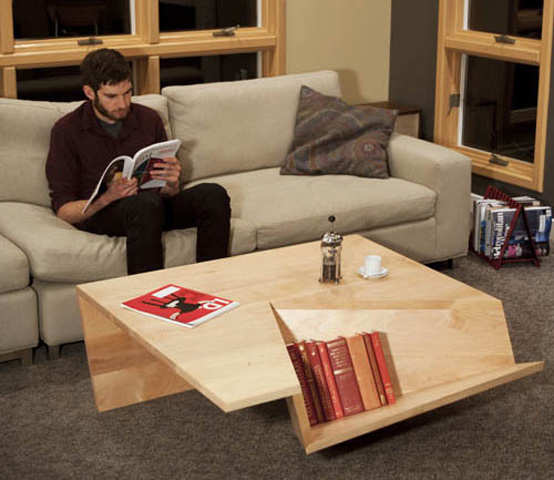 Not Ordinary Shaped Coffee Table With Book Storage - DigsDi