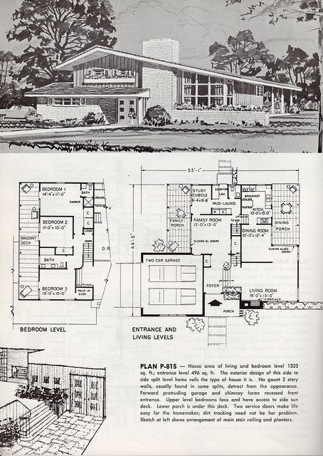 1963 | Mid century modern house plans, Modern floor plans, Mid .