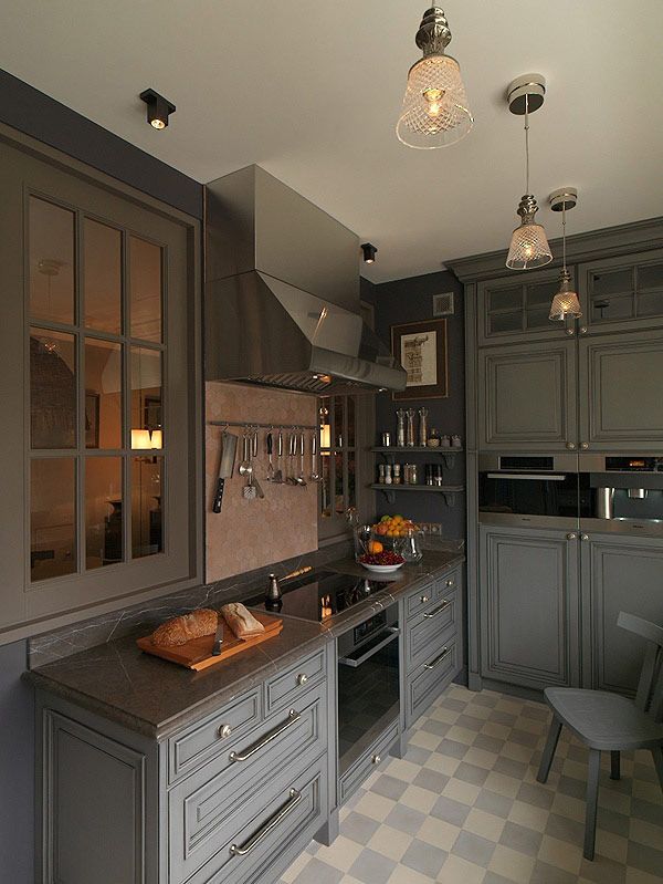 Apartment, Wonderful Grey Kitchen Cabinets With Interesting .