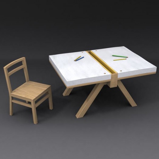 Original Drawing Table for Two Kids - Foglio by Domodinamica .