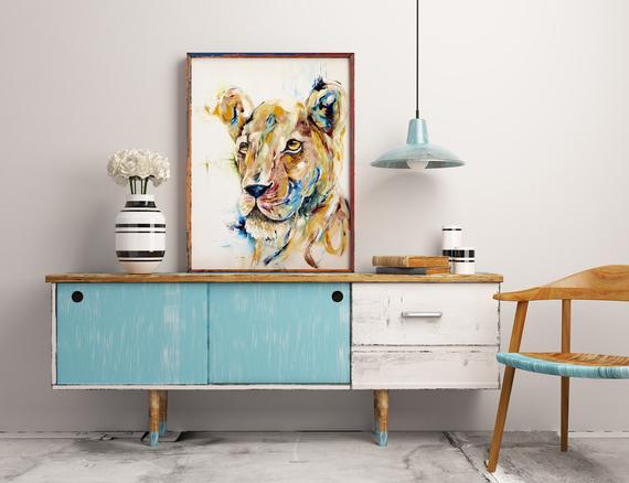 Lioness Print Modern Animal Art Wildlife Wall Art | Et