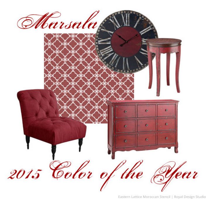 2015 color of the year Marsala (Pantone) wall stencils diy .