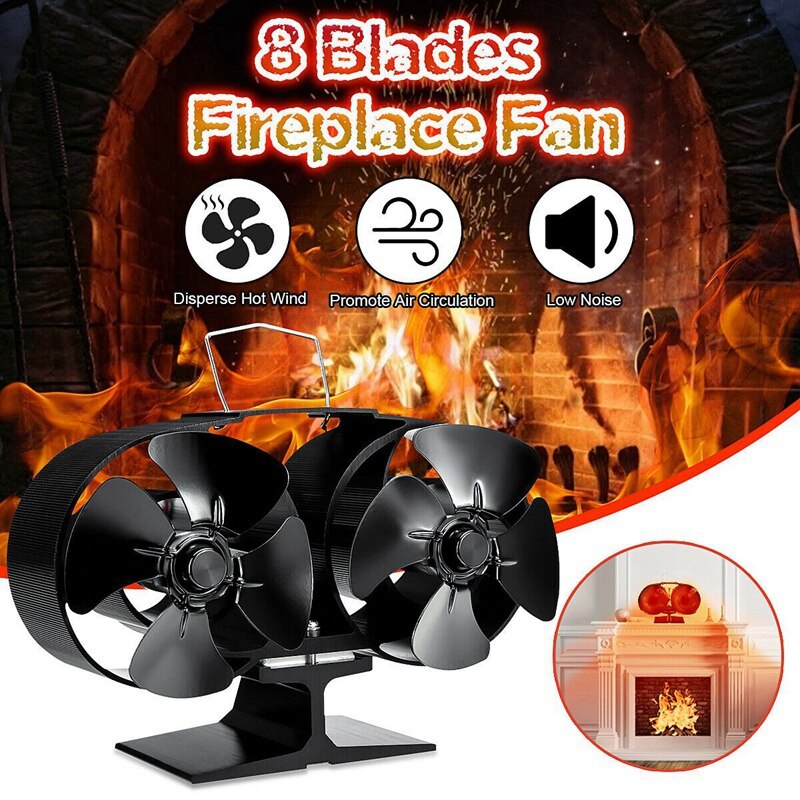 8 Blades Stove Fan Fireplace Fire Heat Powered Saving Eco Friendly .