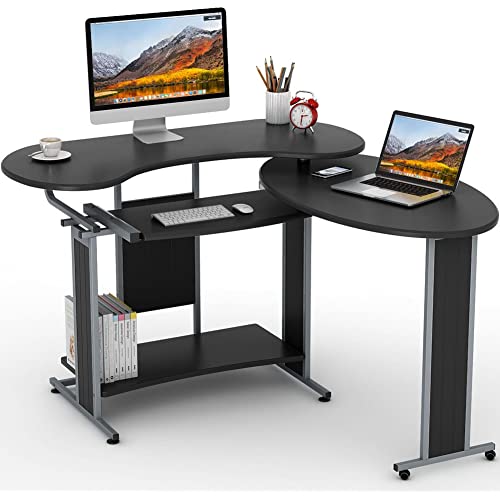 Amazon.com: L-Shaped Computer Desk, LITTLE TREE Rotating Corner .