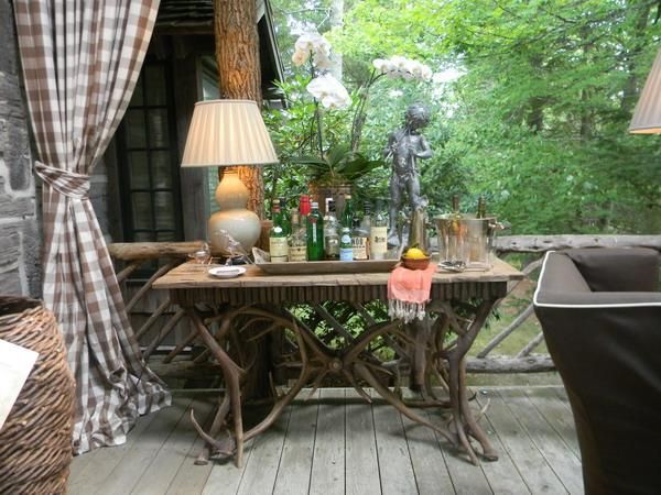Beautiful Table Decoration and Rustic Themed Decor Turning Porch .