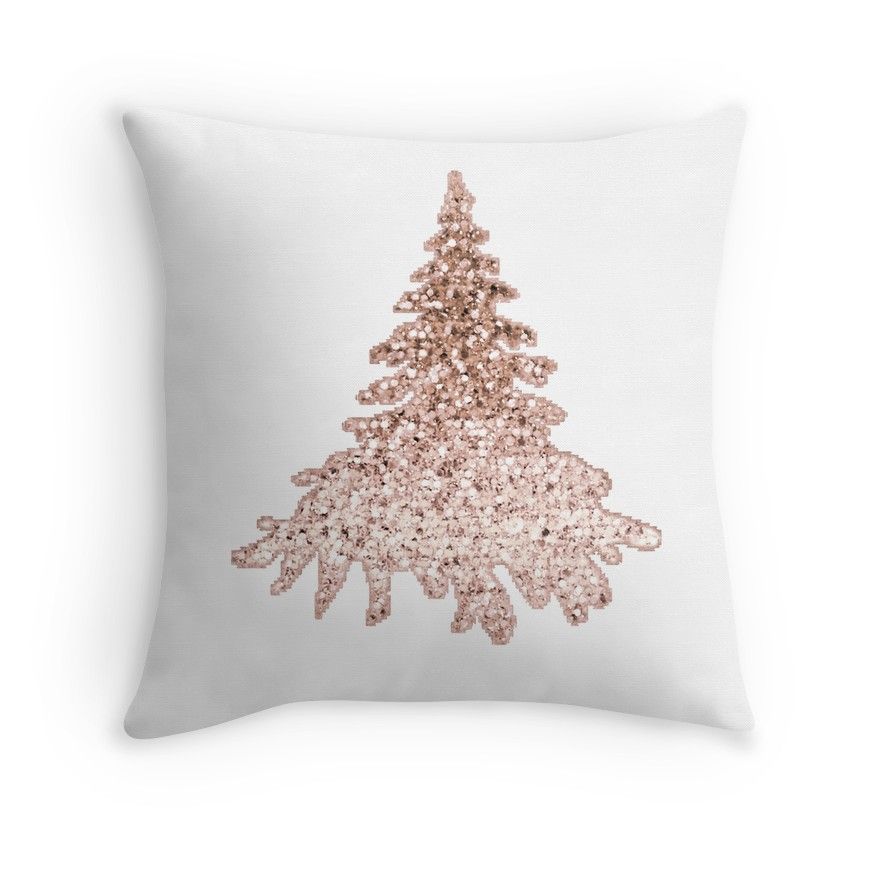Sparkling christmas tree rose gold ombre Throw Pillow | Rose gold .