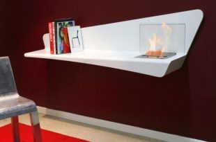Steel Bookshelf With A Built-In Bio Fireplace - DigsDi