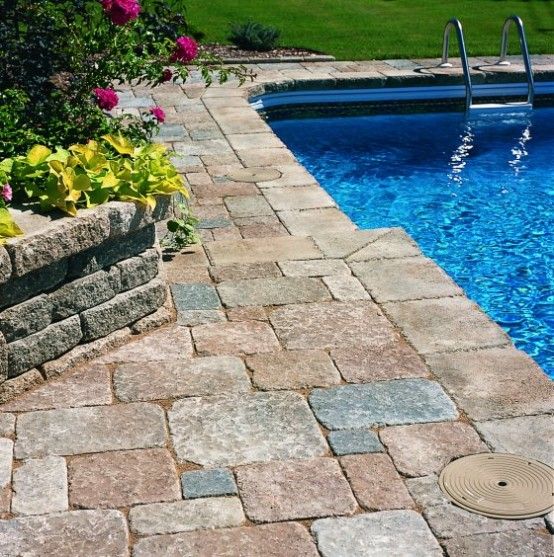 25 Stone Pool Deck Design Ideas | DigsDigs | Stone pool deck .