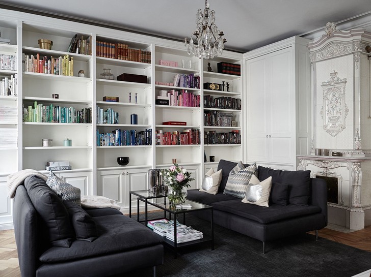 Elegant black and white apartment in Stockholm (94 sqm) 〛 ◾ Фото .