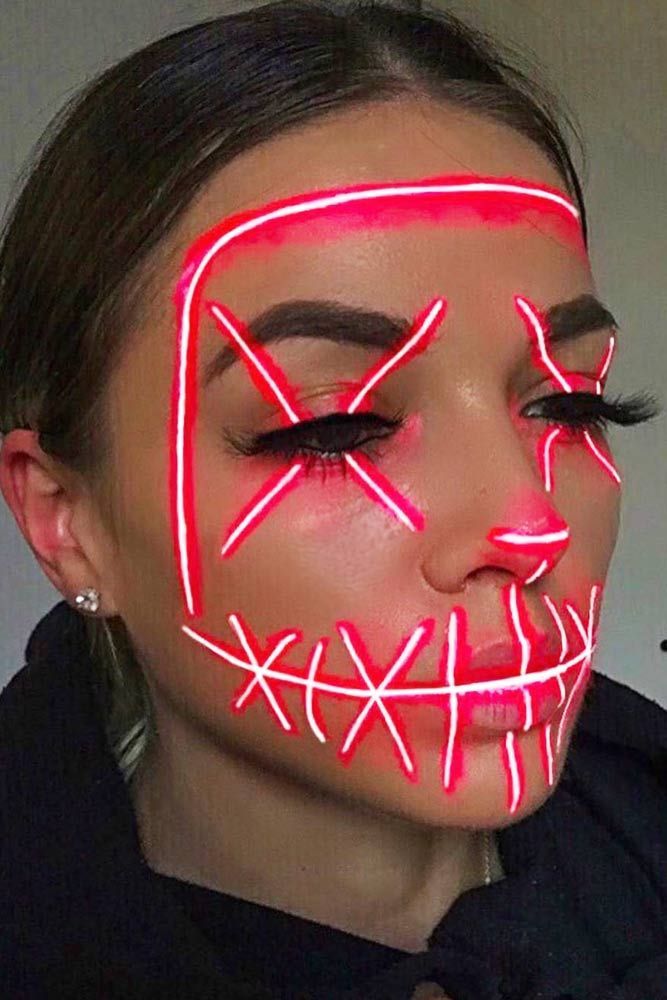 Neon Party Mask Makeup in 2020 | Halloween makeup clown, Halloween .