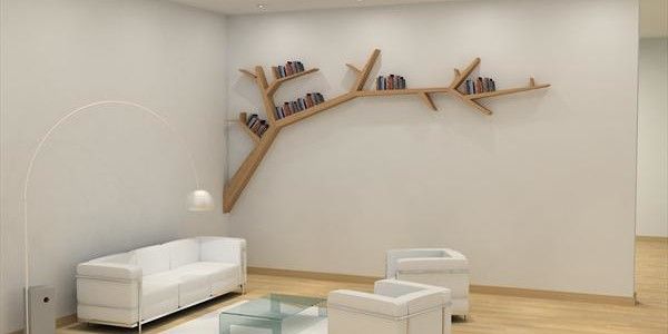 Inspiring Simple and Stylish Tree Branch Bookshelf : Clean White .