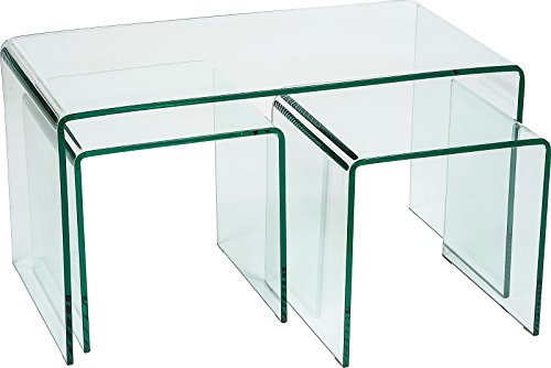 Set of 3 Stylish Curved Clear Glass Coff- Buy Online in Gibraltar .
