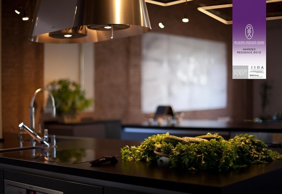 Stylish Dark Kitchen Design With Industrial Touches - DigsDi